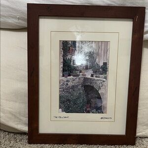 Martin Robert’s signed Framed Village Print in Brown Wood Frame